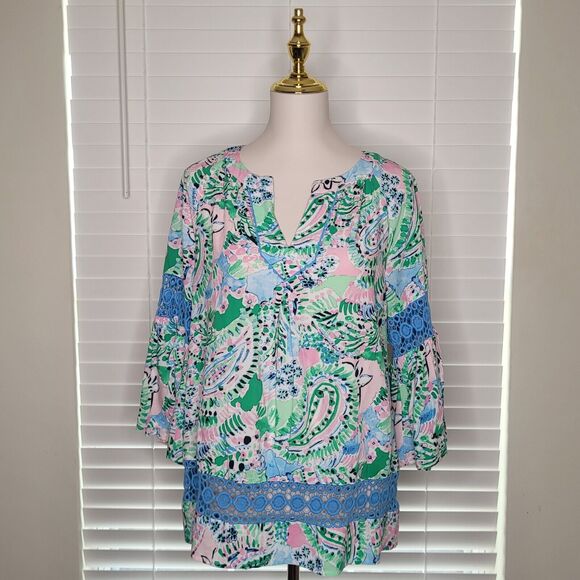 Crown &‎ Ivy Paisley Peasant Flounce Bell Sleeve Fairycore Lace Size Medium - Picture 1 of 5